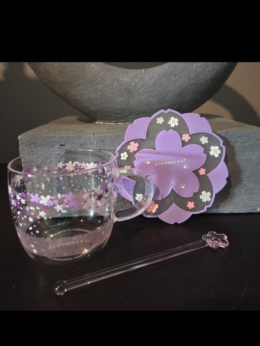 (LAST SET)Starbucks Sakura Color-changing 12 oz Glass Cup Set - Picture 4 of 7